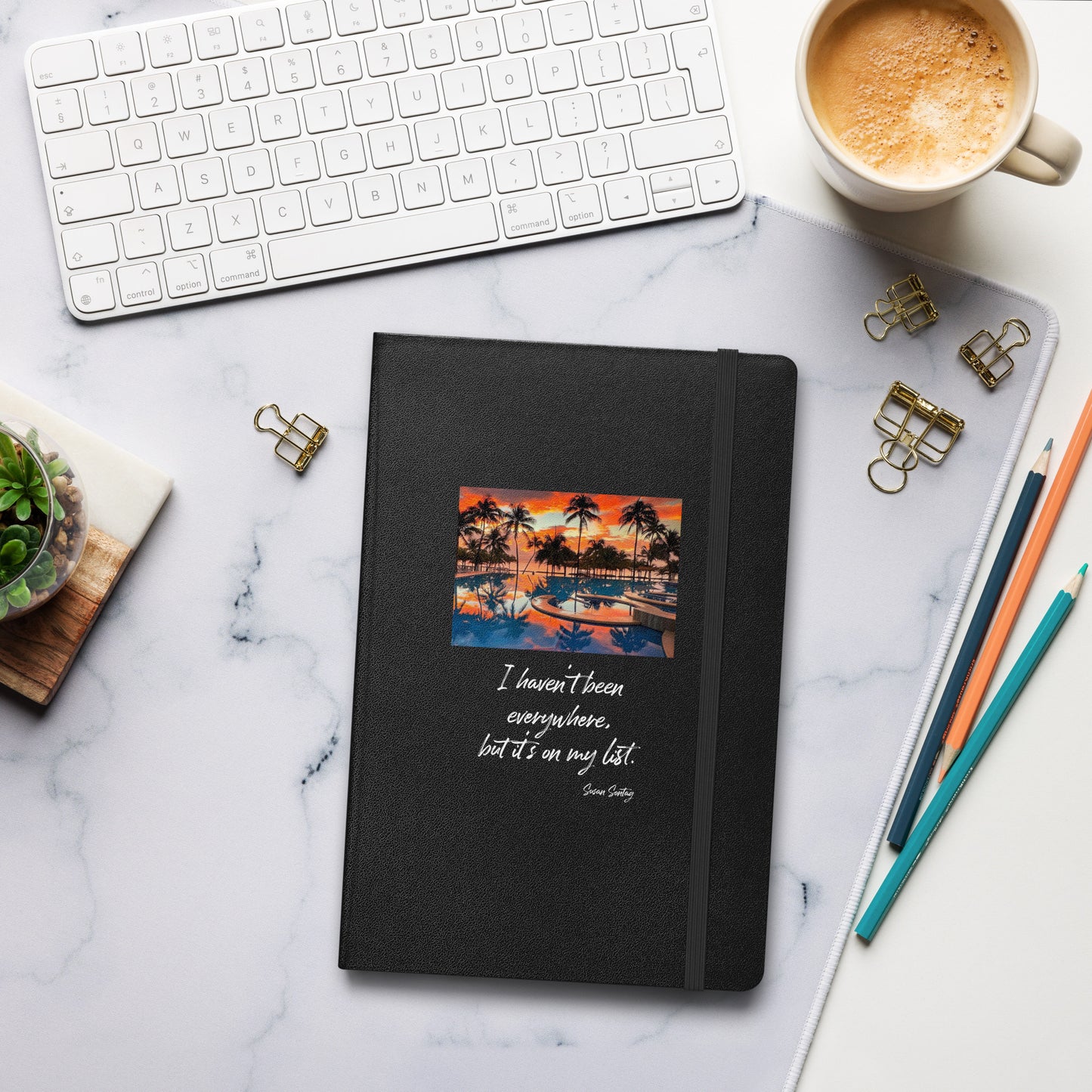 Travel notebook with quote, Hardcover bound