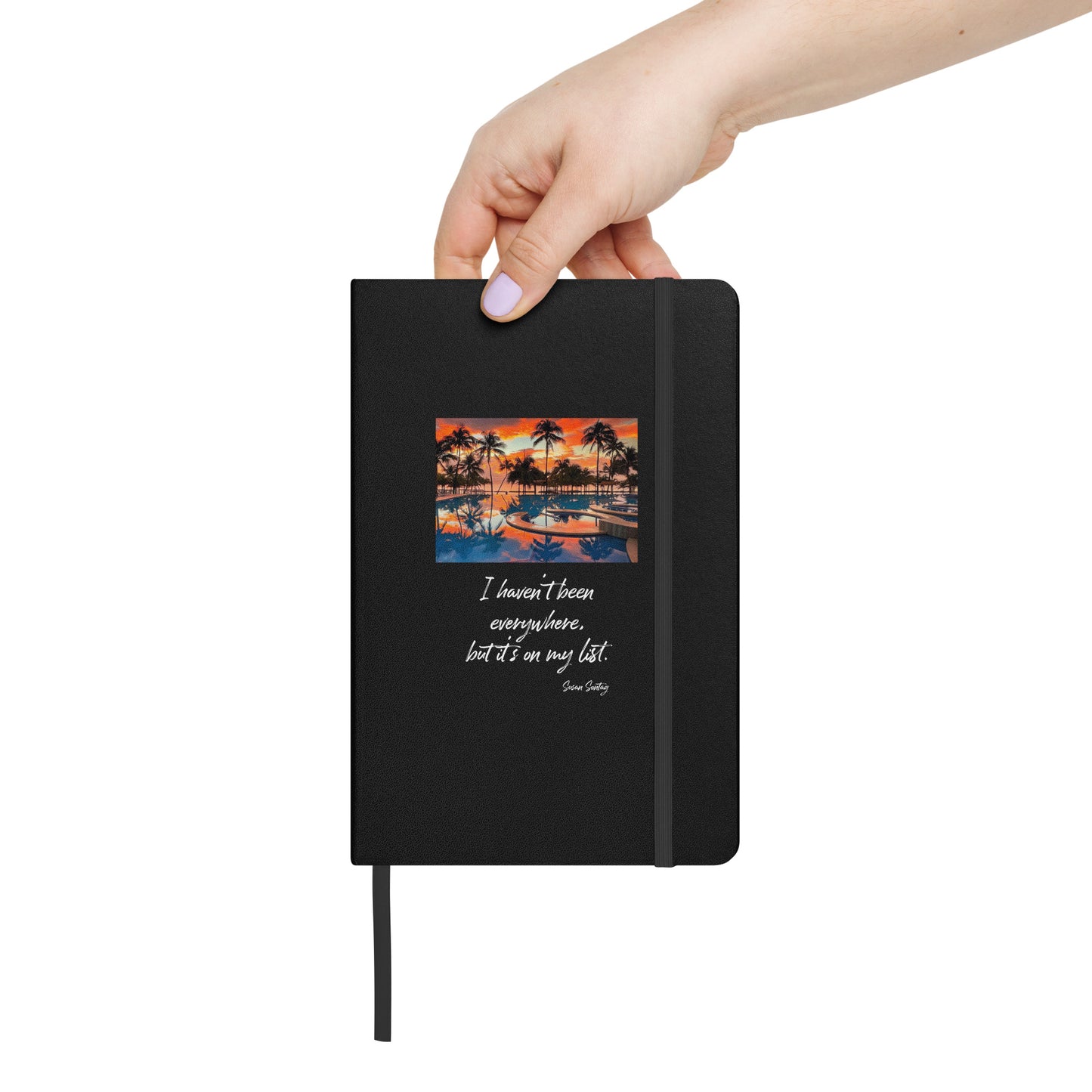 Travel notebook with quote, Hardcover bound