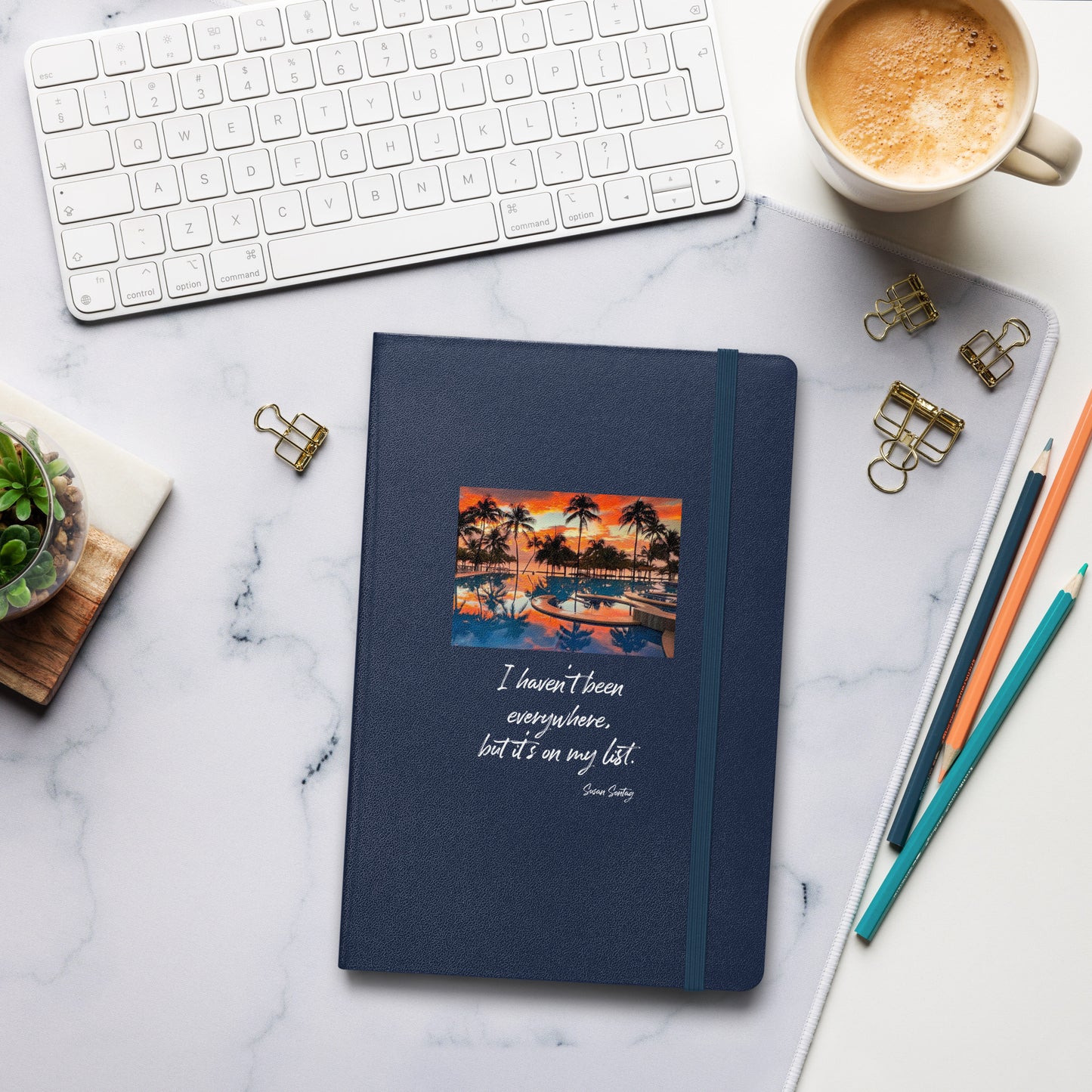 Travel notebook with quote, Hardcover bound