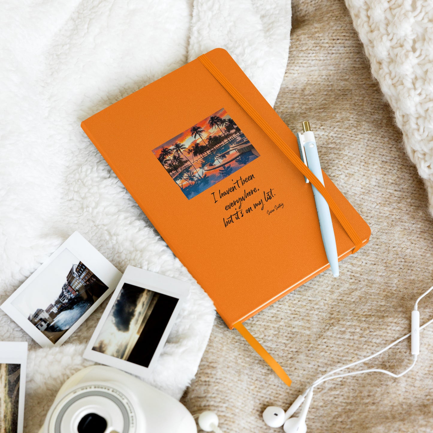 Travel notebook with quote, Hardcover bound