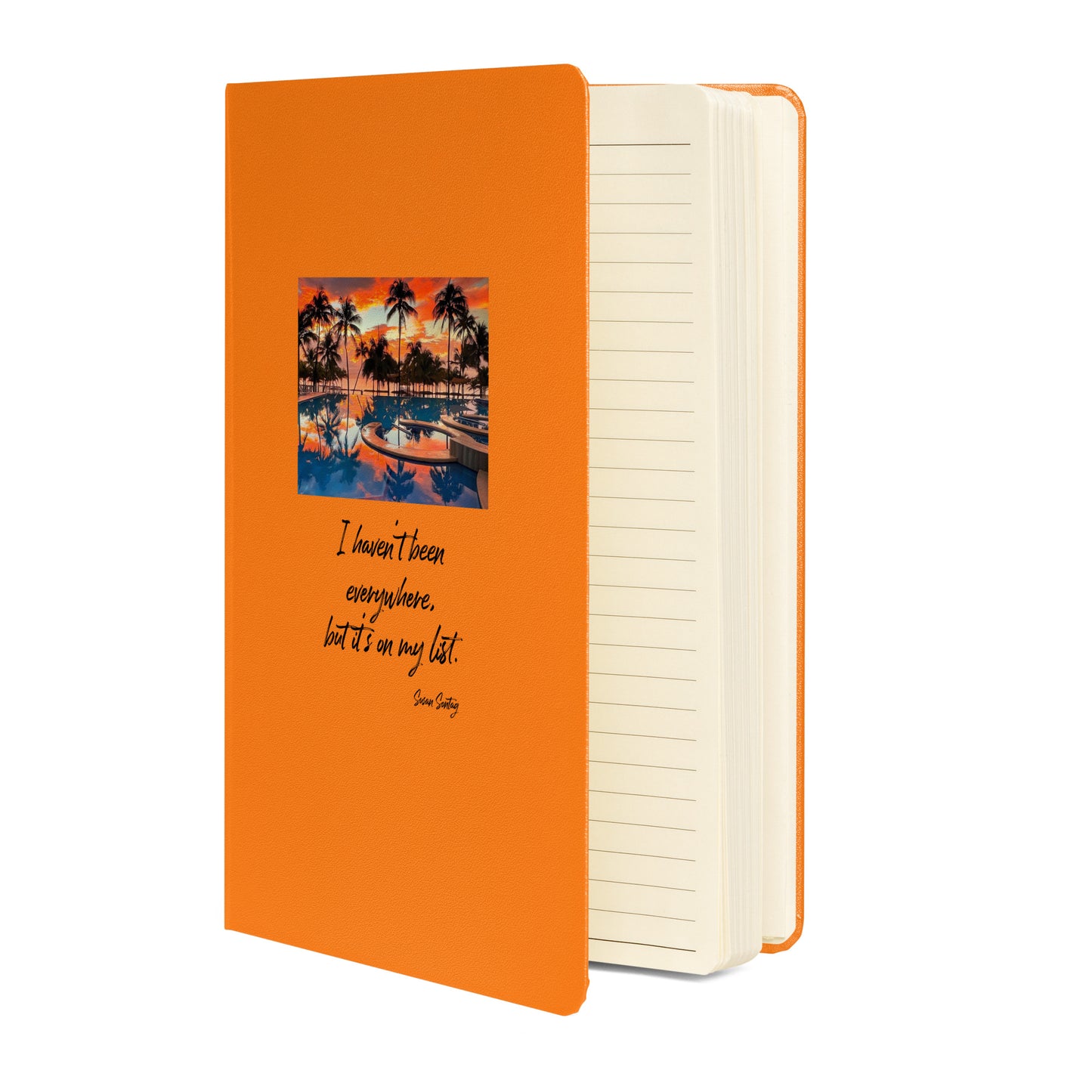 Travel notebook with quote, Hardcover bound