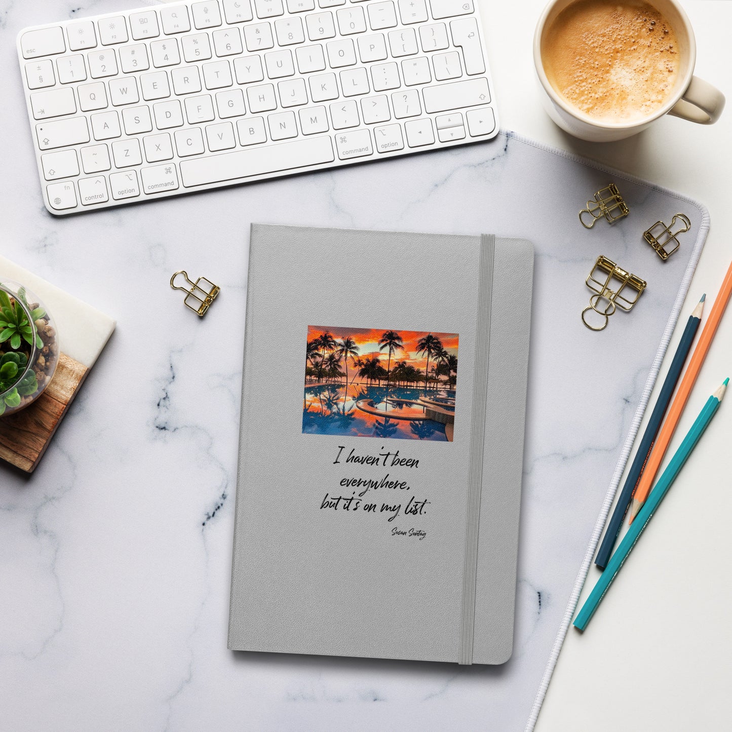 Travel notebook with quote, Hardcover bound