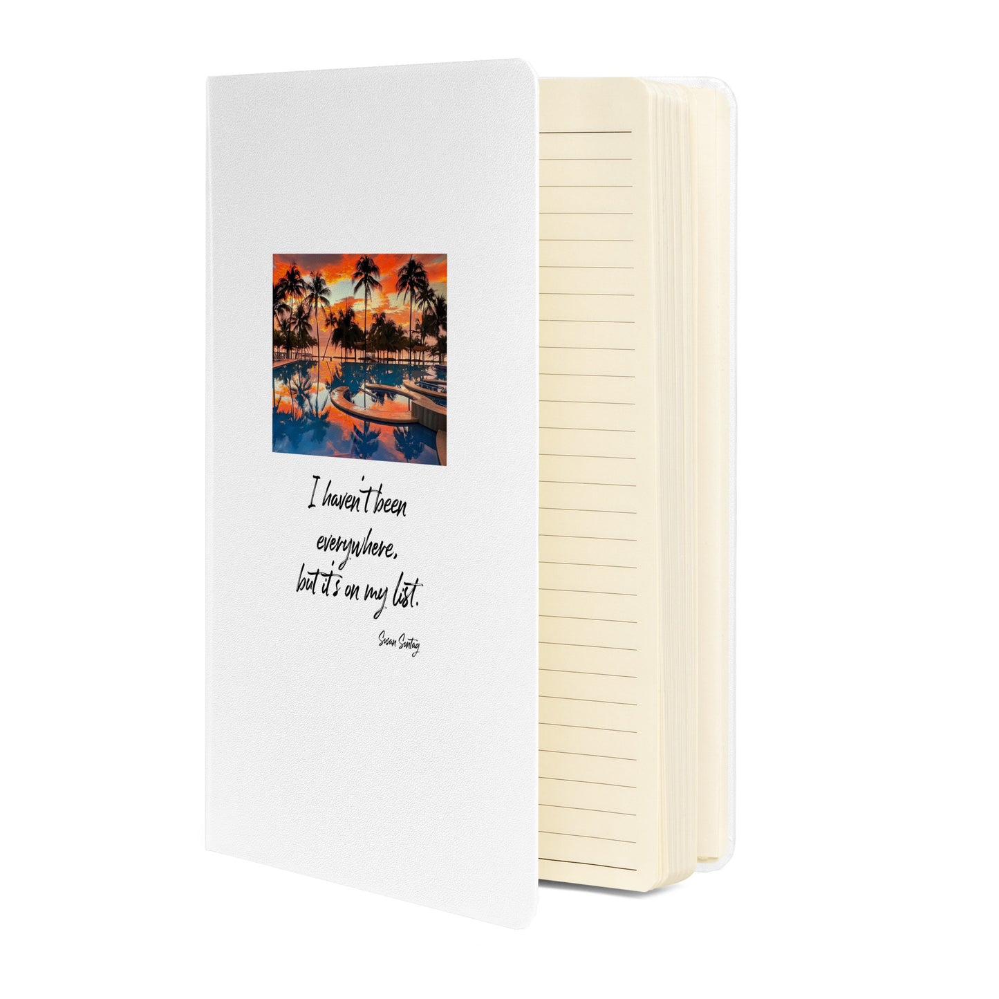 Travel notebook with quote, Hardcover bound